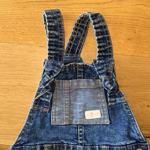 7 For All Mankind Baby Girl Denim Overall Shorts - Picture 2 of 4
